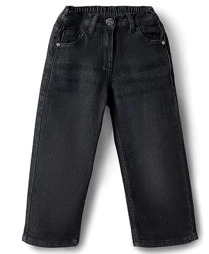 Kookie Kids
                              Full Length Comfort Fit Solid Color Denim
                              Jeans with Button - Black
