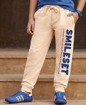 Pine Kids Knit Full Length Lounge Pant With Smile Set Print - Ivory
