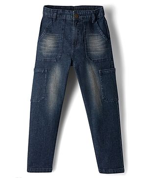 Pine Kids Denim Woven Full Length Washed Jeans - Navy Blue
