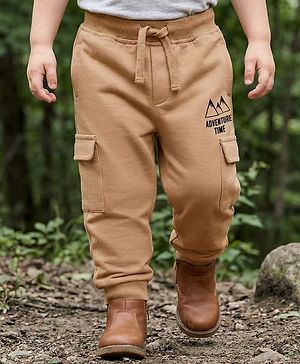 Babyhug Looper Knit Full Length Lounge Pant With Adventure Time Print - Beige