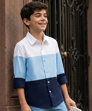 Pine Kids Cotton Woven Cut & Sew Solid Color Shirt - Multicolor