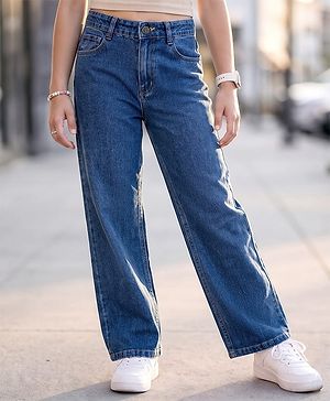 Pine Kids Denim Woven Full Length Solid Jeans - Navy Blue