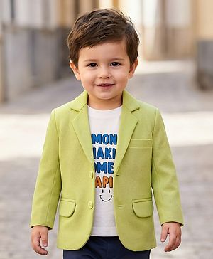 Babyhug Cotton Knit Full Sleeves Party Blazer With T-Shirt - Light Green