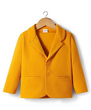 Babyhug Knit Full Sleeves Solid Colour Blazer -  Mustard