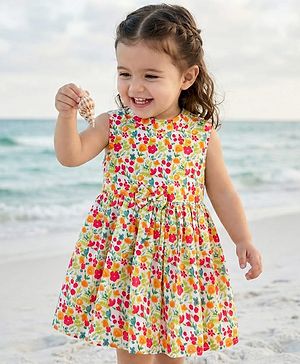 Babyhug Cotton Woven Sleeveless Floral Printed Frock -  Multicolour