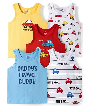 Doodle Poodle 100% Cotton Knit
                              Sleeveless Printed Vests Pack of 5 -
                              Multicolor