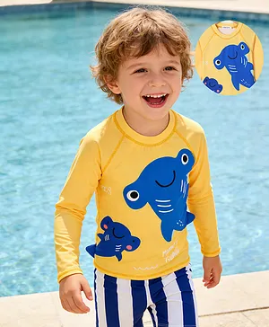Mark & Mia Raglan Full Sleeves
                              Sea Life Printed & Striped Two Piece
                              Swimsuit - Yellow