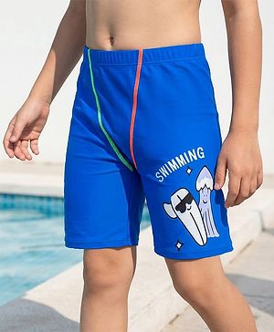 Pine Kids Text Printed Swimming Trunk - Blue