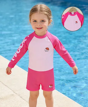 Mark & Mia Full Raglan Sleeves Legged
                      Swimsuit with Bunny Print - Fuchsia