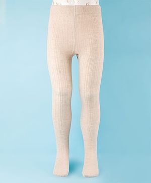 Cute Walk by Babyhug Cotton Knit Anti Bacterial Solid Footed Tights - Beige