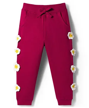 Babyhug
                              Cotton Looper Knit Full Length Lounge
                              Pants With Floral Applique - Maroon