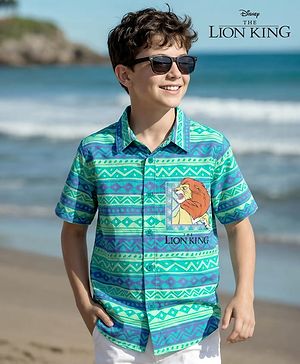 Pine Kids Disney 100% Cotton Woven Half Sleeves Shirt With Lion King Graphics - Multicolour