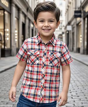 Babyhug Cotton Woven Half Sleeves Checks Shirt - Multicolor