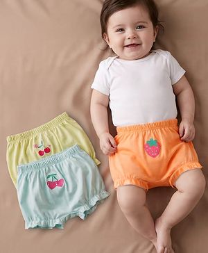 Babyhug 100% Cotton Knit Tropical Theme Printed Bloomers Pack Of 3 - Multicolour