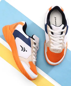Pine Active Lace Up Solid Badminton Shoes -
                      Orange & White
