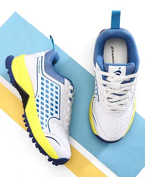 Pine Active Lace Up Solid Cricket Shoes - Blue & White