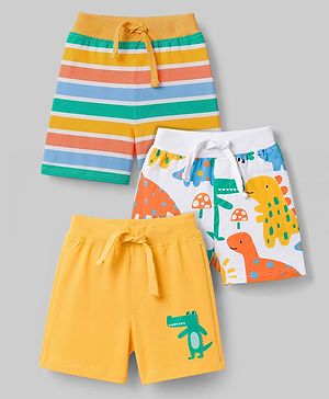 Babyhug Single Jersey Knit Mid Thigh Printed Shorts Pack of 3 - Multicolor