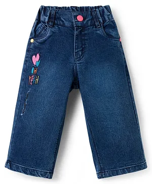 Olio Kids
                              Denim Woven Full Length Hearts Embroidered
                              Jeans - Navy Blue