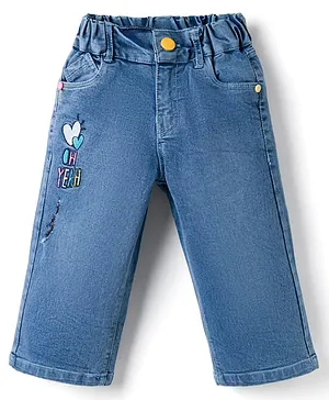 Olio Kids
                              Denim Woven Full Length Hearts Embroidered
                              Jeans - Light Blue