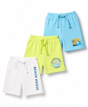 Babyhug Single Jersey Knit Mid Thigh Printed Shorts Pack of 3 - Multicolor