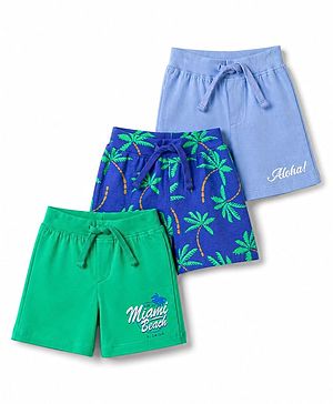 Babyhug Single Jersey Knit Mid Thigh Printed Shorts Pack of 3 - Multicolor