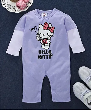 Fox Baby Full Sleeves Romper Hello Kitty Print - Purple