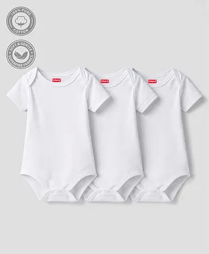 Babyhug 100% Pure Superfine Cotton
                              Knit Half Sleeves Solid Onesies Pack of 3
                              - White