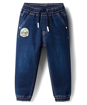 Babyhug Full Length Denim Jeans with Stretch & Patch Detailing - Navy Blue