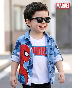 Babyhug Marvel 100% Cotton Knit Full Sleeves Shirt & Sleeveless Tank T-Shirt With Spider Man Graphics - Multicolour