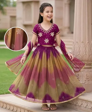Pine Kids Woven Half Sleeves
                              Embroidered Choli Lehenga Set With Dupatta
                              - Multicolour