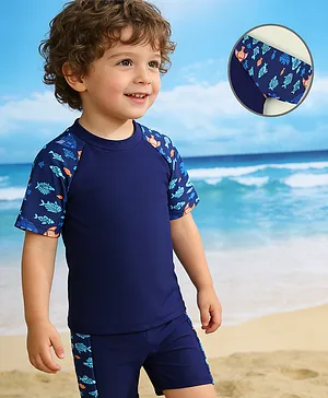 Mark & Mia Half Raglan Sleenes
                              Sea Life Printed Two Piece Swimsuit - Navy
                              Blue