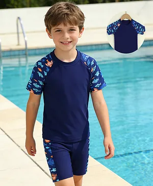 Mark & Mia Raglan Half Sleeves
                              Sea Life Printed Two Piece Swimsuit - Navy
                              Blue