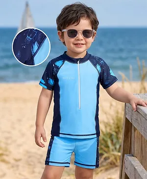 Mark & Mia Half Raglan Sleeves
                              Space Theme Printed Two Piece Swimsuit -
                              Blue