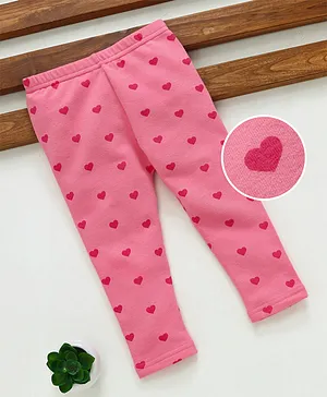Fox Baby Full Length Leggings Heart Print - Pink
