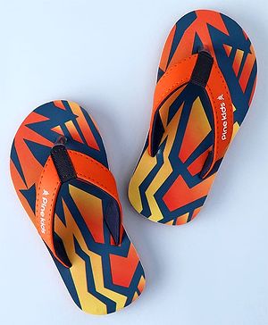 Pine Kids Slip On Flip Flops with Abstract Print - Orange