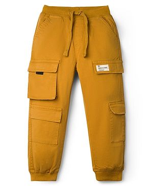 Babyhug Twill Woven Full Length Trouser with Cargo Pockets - Golden Yellow