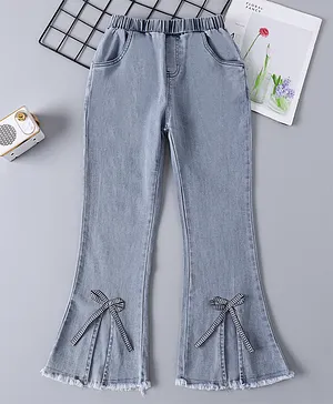 Mark & Mia Cotton Full Length
                              Washed Jeans With Bow Applique - Light
                              Blue