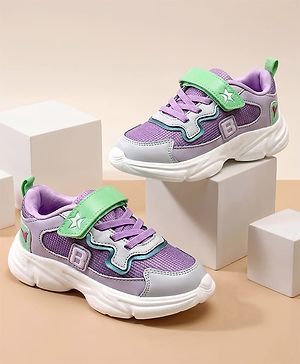 Cute Walk by Babyhug Velcro Closure Solid Sneaker Shoes - Purple