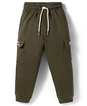 Smarty Boys
                              Sinker Knit Full Length Cut & Sew
                              Lounge Pant with Text Print - Olive Green