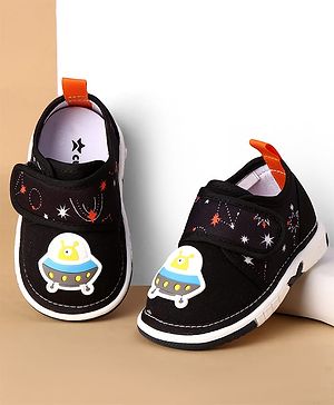 Cute Walk by Babyhug Velcro Closure Casual Shoes With Space Theme Print & Applique - Navy Blue