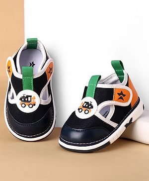 Cute Walk by Babyhug Velcro Closure Casual Shoes With Truck Applique - Navy Blue