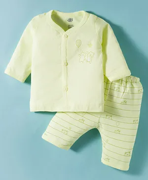 Zero Knit Full Sleeves T-Shirt &
                              Pyjama Night Suit With Animal Print - Lime
                              Green
