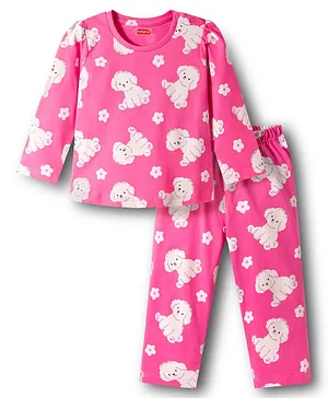 Babyhug Cotton Knit Full Sleeves
                              T-Shirt & Pajama Co-ords Night Suit
                              with Puppy Print - Pink