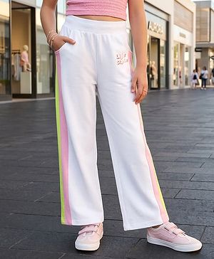 Pine Kids Knit Full Length Cut & Sew Track Pant with Life Style Print - White