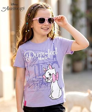 Pine Kids Disney Single Jersey Knit Half Sleeves T-Shirt with Marie Graphic - Lavender