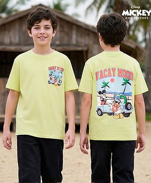 Pine Kids Disney Single Jersey Knit Half Sleeves T-Shirt With Vacay Mood Print - Lime Green