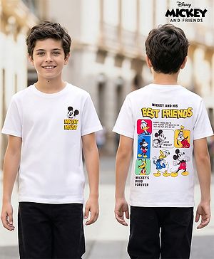 Pine Kids Disney Single Jersey Knit Half Sleeves T-Shirt With Minnie Mouse Print - White