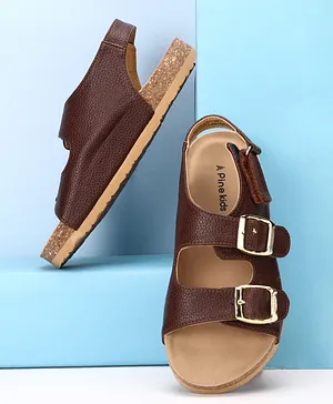 Pine Kids Velcro Closure Solid Sandals -
                      Brown