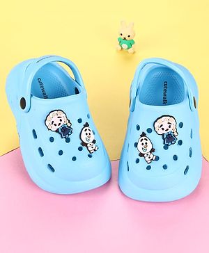 Cute Walk by Babyhug Disney  Back Strap Clogs With Elsa Applique - Light Blue