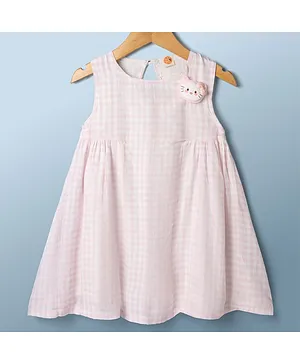 Dew Drops
                                  Cotton Woven One Piece Dresses/Frocks
                                  Sleeveless Gingham PEACH 2-3 Years